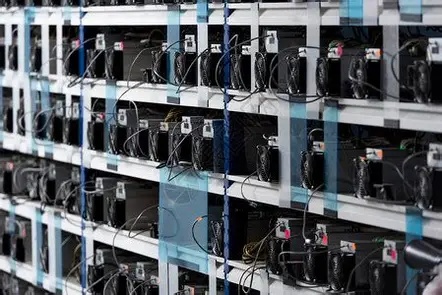 An overview of a modern mining farm in Germany, showcasing renewable energy integration