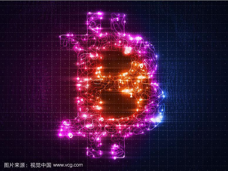 Bitcoin coin with mining equipment